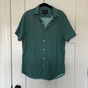 Bonobos Slim Fit Button Down Short Sleeve Teal with Polka Dots Size M